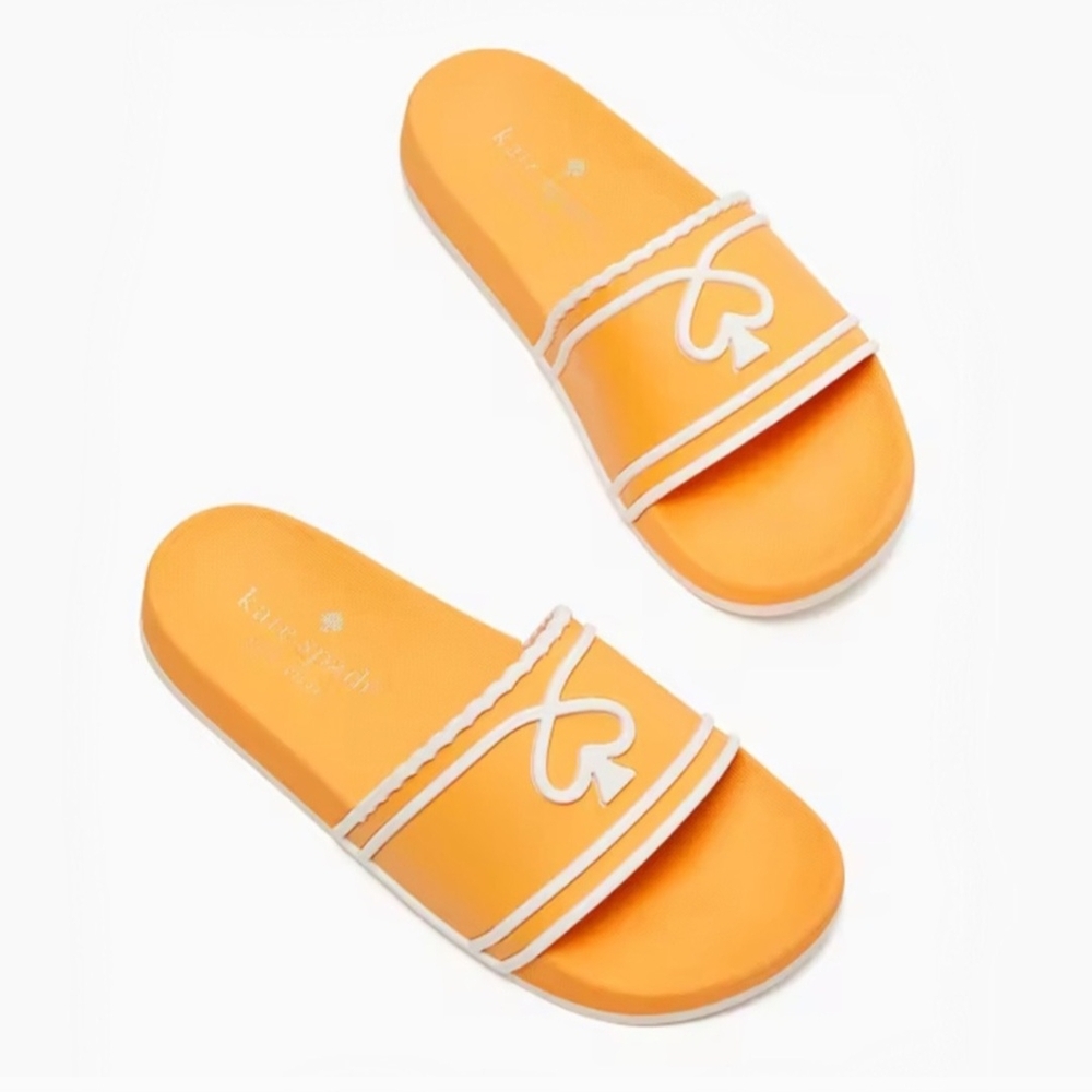 Kate Spade Tangerine Slides with Heart Accent